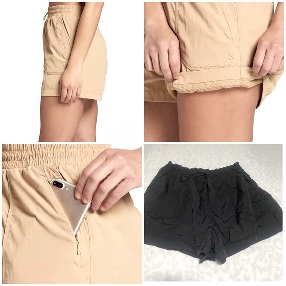 Alpine Design Women Large Elastic Waist W/Pockets Woven Shortie Black Comfy - Picture 1 of 9